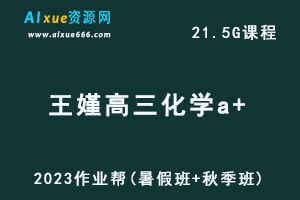 高中化学网课作业帮2023王嫤高三化学a+一轮复习视频教程+讲义（暑假班+秋季班）-乐学教程网