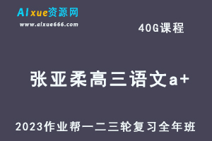 作业帮2023张亚柔高三语文a+全年班-视频教程+讲义+密训课程（暑/秋/寒/春班）-乐学教程网