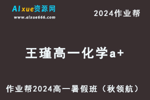作业帮2024王瑾高一化学a+暑假班课程-乐学教程网